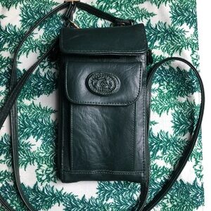 Vintage Forest Green Moda Italia Crossbody Bag